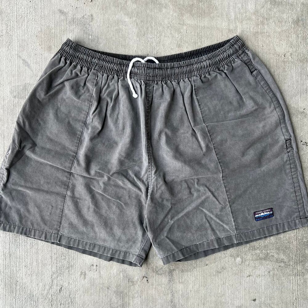Vintage Y2K white sierra faded gray swim trunks shorts